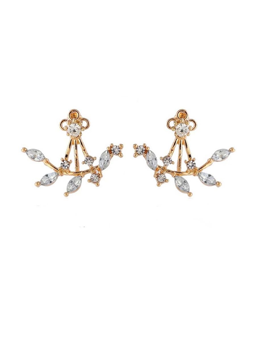 Women Gold Plated Stone Drop Earrings