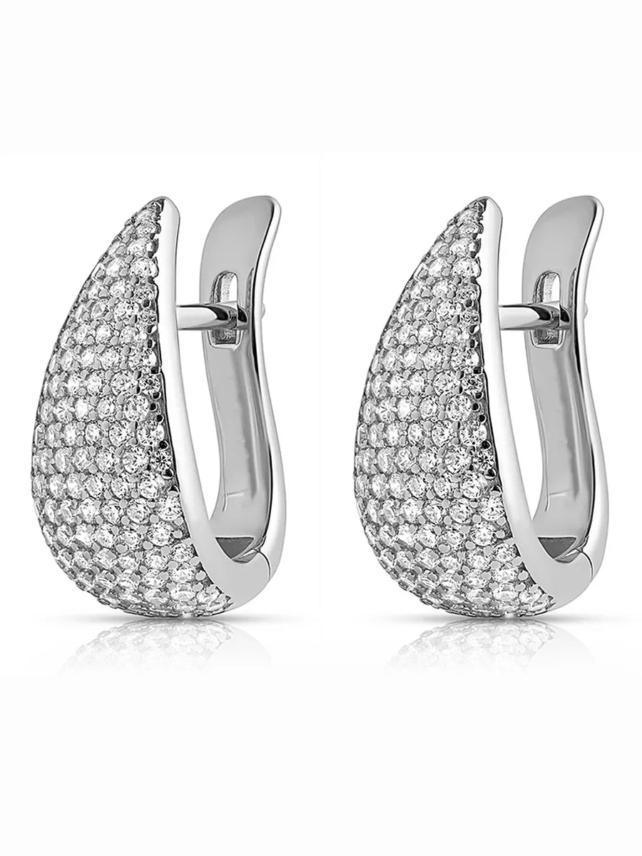 Daniora Silver CZ Studded Teardrop Earrings