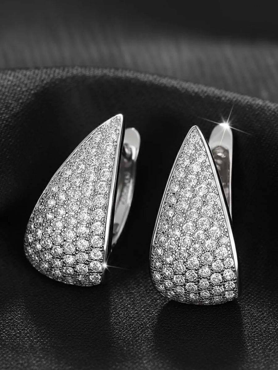 Daniora Silver CZ Studded Teardrop Earrings